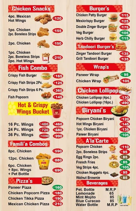 Menu of Mexican Fried Chicken, Chanda Nagar, Hyderabad