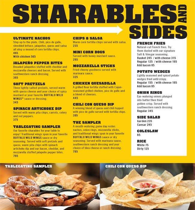 Buffalo Wild Wings Menu, Menu de Buffalo Wild Wings, Mall of Asia