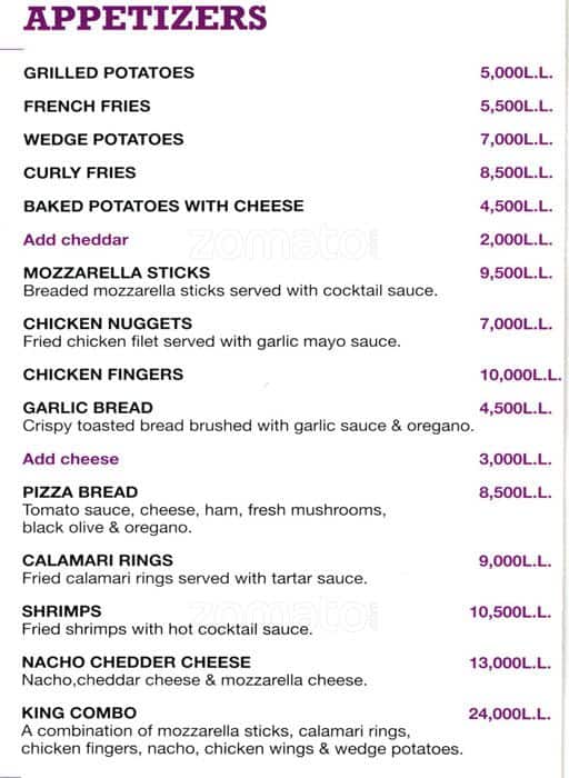 Papagio menu