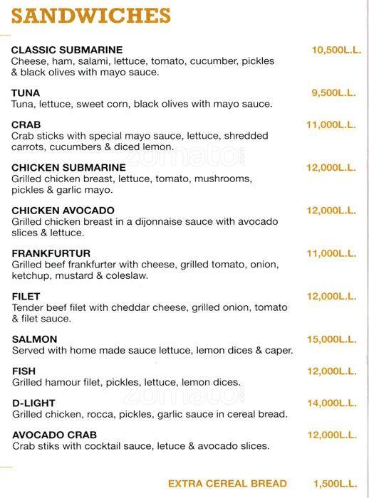 Papagio menu