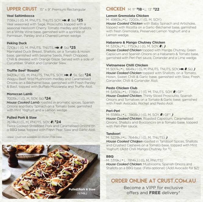 Crust Menu, Menu for Crust, Kelmscott, Perth Urbanspoon/Zomato