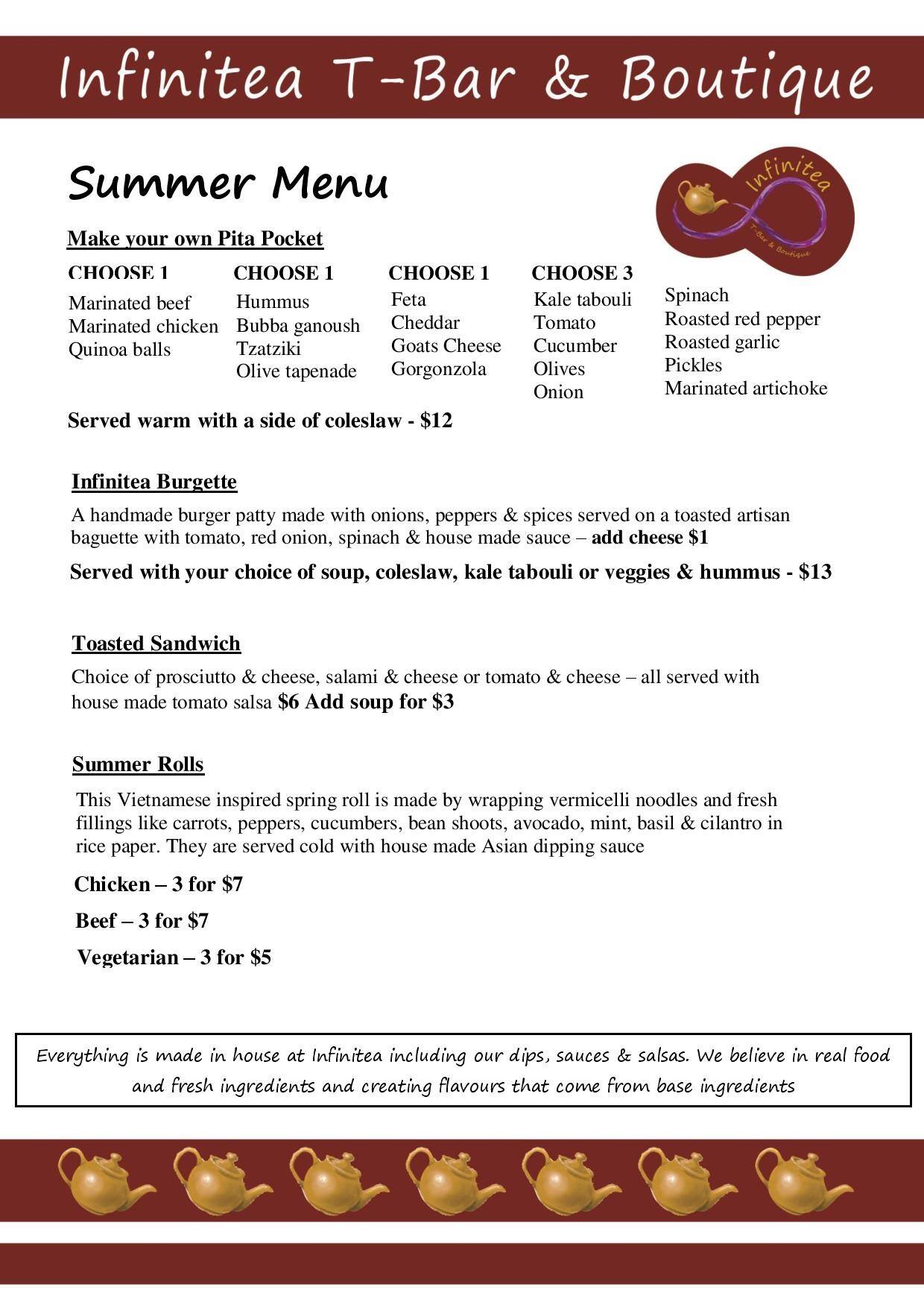 Infinitea menu