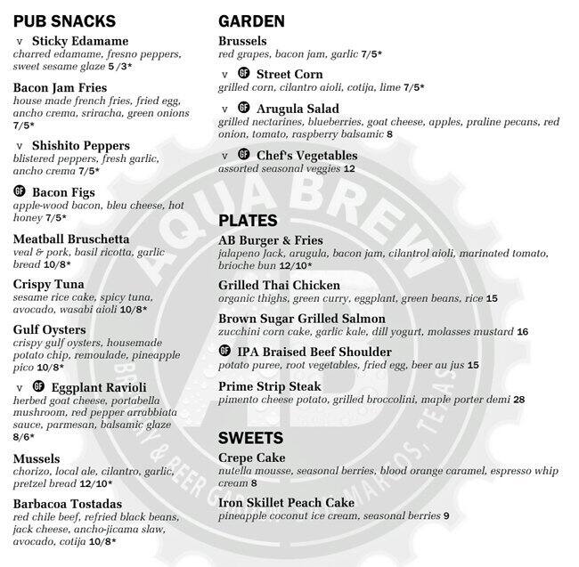 Aqua Brew Menu, Menu for Aqua Brew, San Marcos, San Marcos Urbanspoon