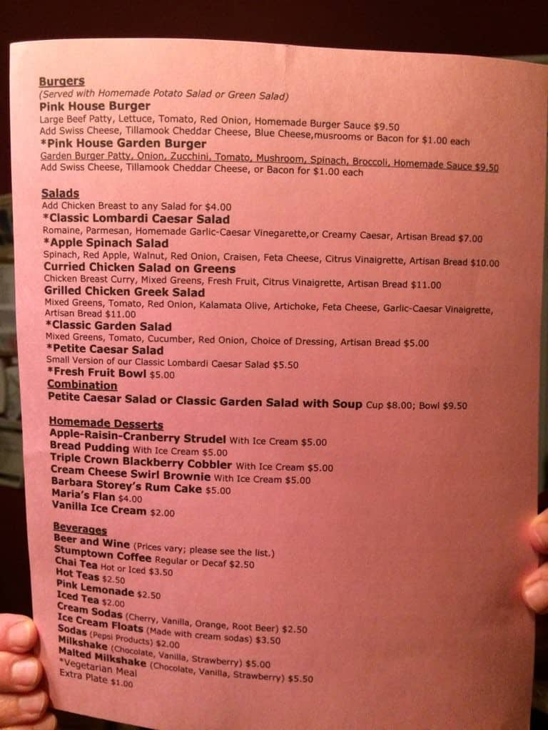 Menu at Pink House Cafe, Independence