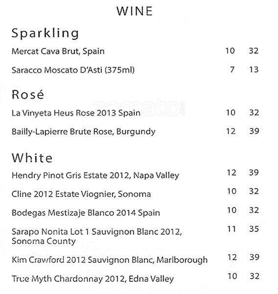 Scene Menu, Menu for Scene, El Cerrito, El Cerrito Urbanspoon/Zomato