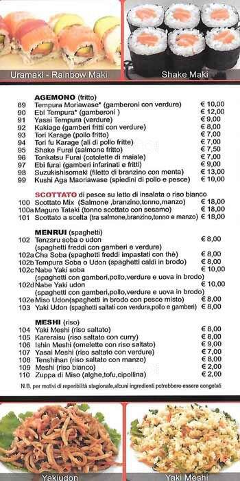 Menu di Yixi 