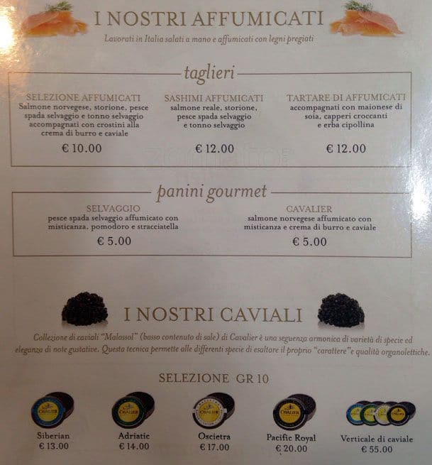Menu di Cavalier Caviar Club 