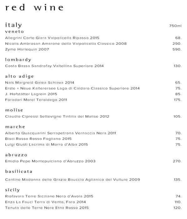 Menu at Canoe restaurant, Toronto