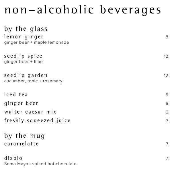 Menu at Canoe restaurant, Toronto