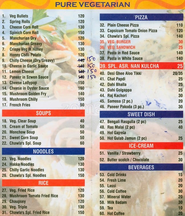 Chawla Sweets Menu, Menu for Chawla Sweets, Ludhiana Junction, Ludhiana