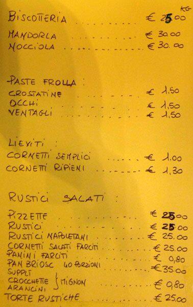 Menu di Laboratorio Pasticceria Gatto 