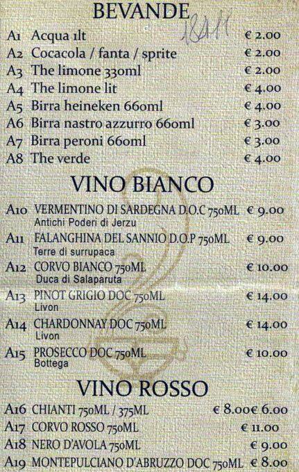 Menu di Bar Valentini 