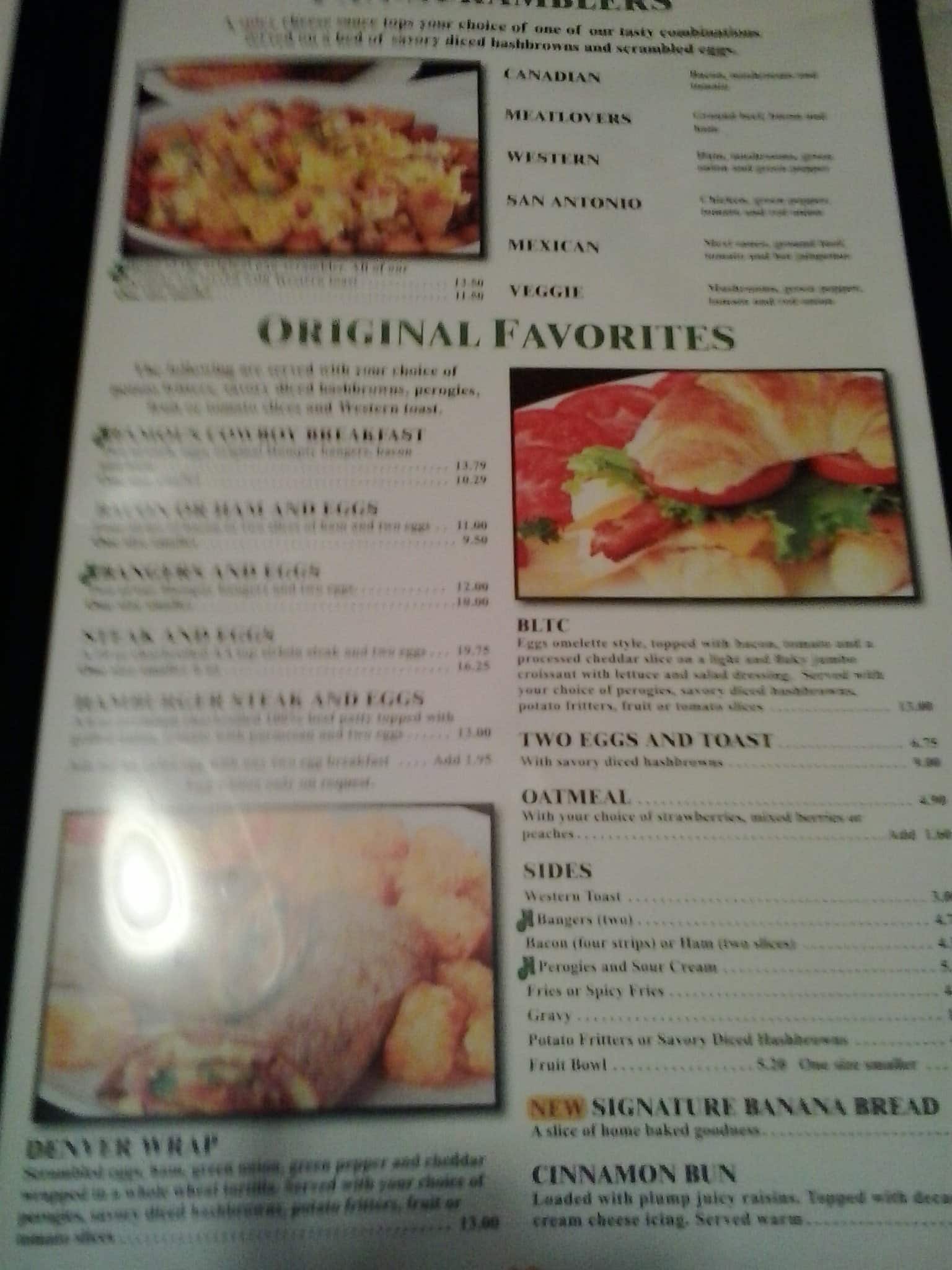 Humpty's menu