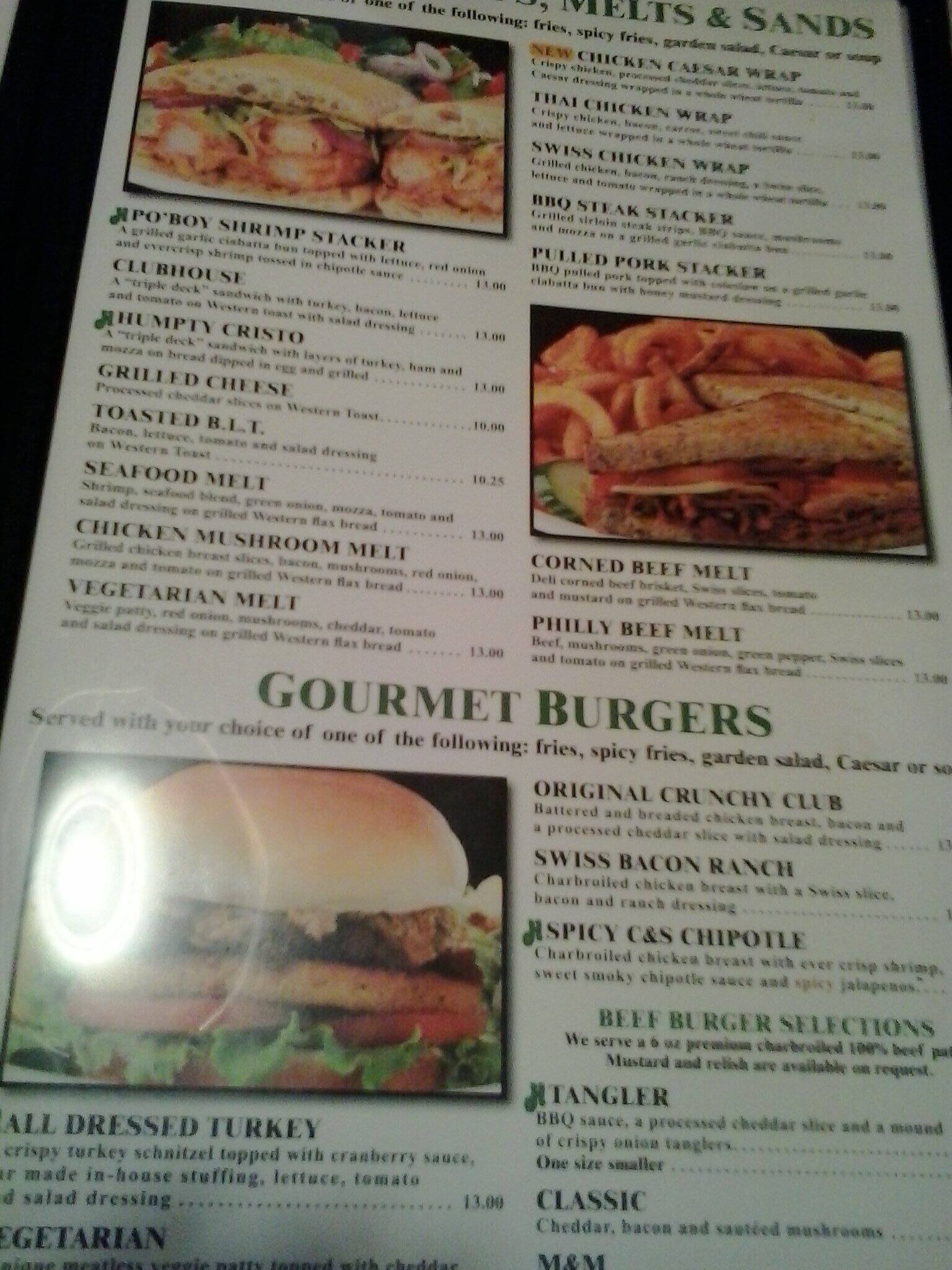 Humpty's menu