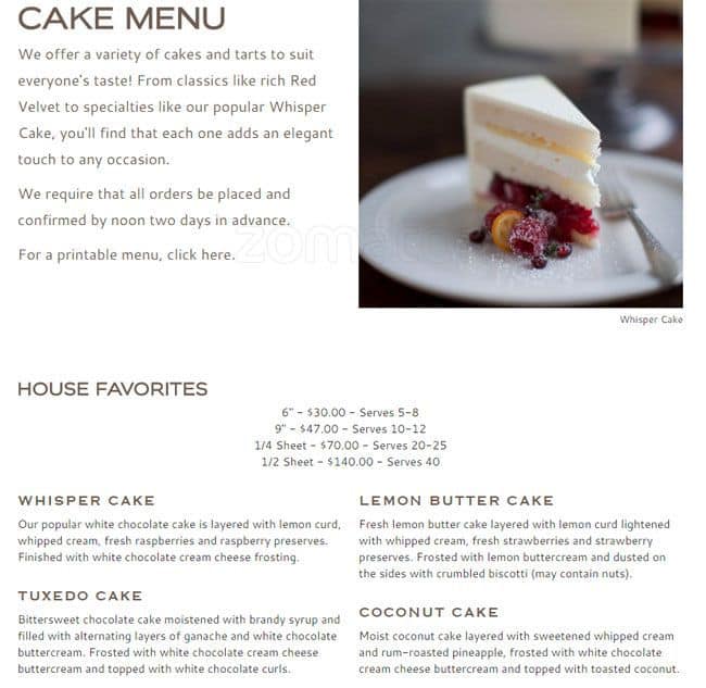 Menu at Macrina Bakery, Seattle, 615 W McGraw St