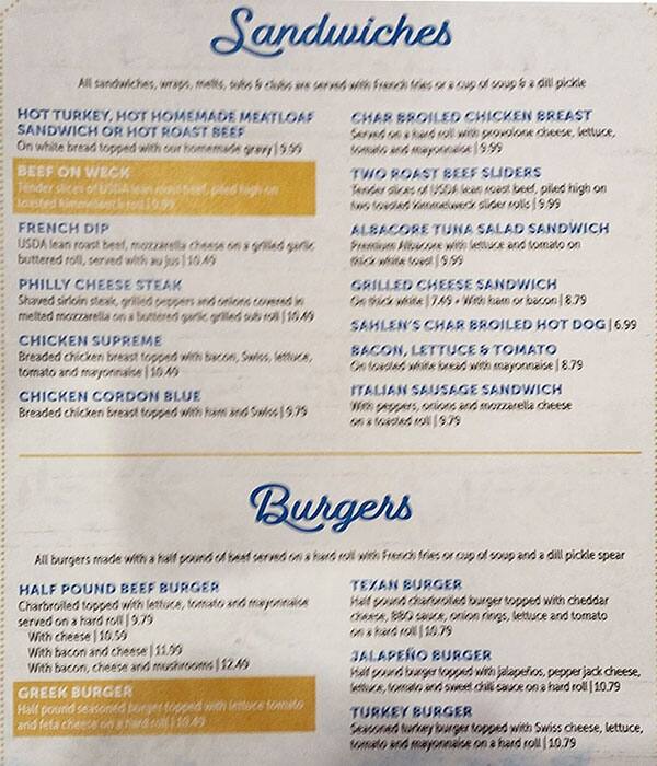 Menu at Olympia Restaurant, Gowanda