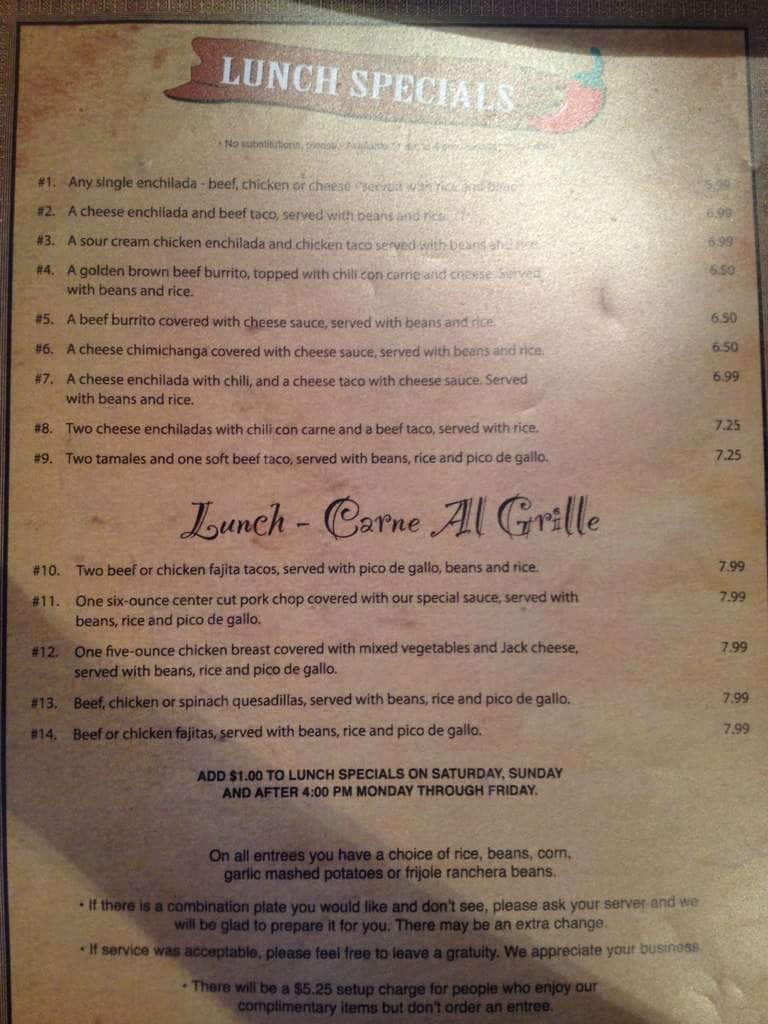 Monterey Jack's Menu, Menu untuk Monterey Jack's, Midwest City