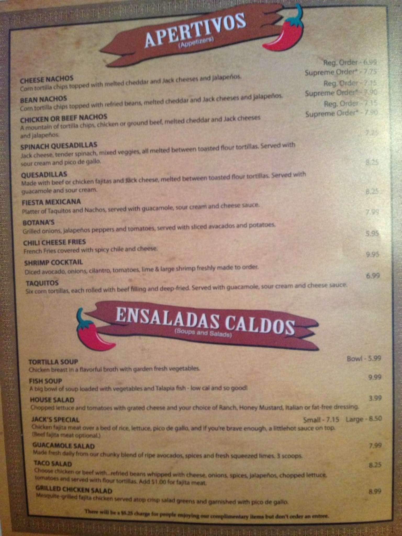 Menu at Monterey Jack's Cafe Y Cantina, Midwest City, 801 S Air Depot Blvd