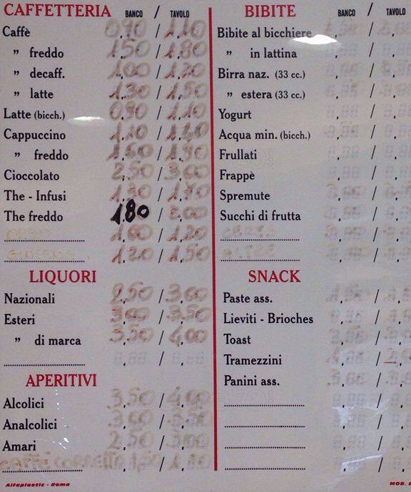 Menu di Non Solo Bar Roma 