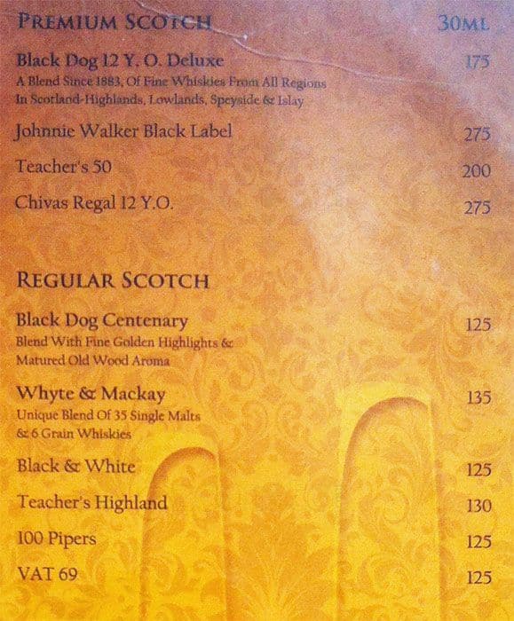 Hotel Le Ruchi The Prince menu
