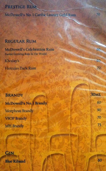 Hotel Le Ruchi The Prince menu