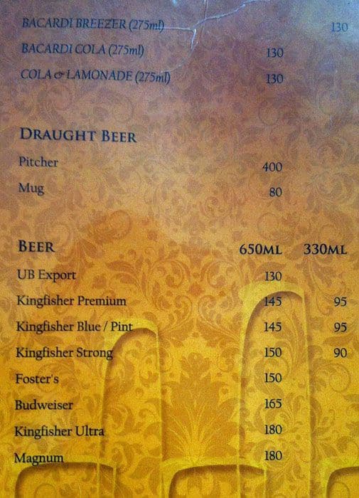 Hotel Le Ruchi The Prince menu