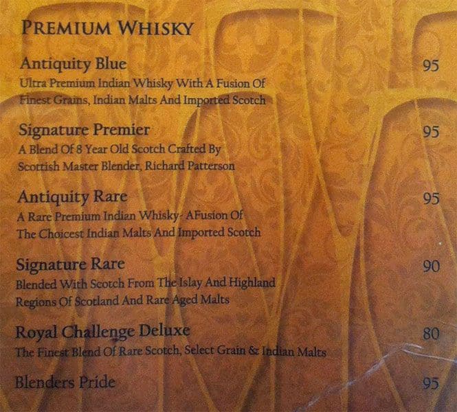 Hotel Le Ruchi The Prince menu