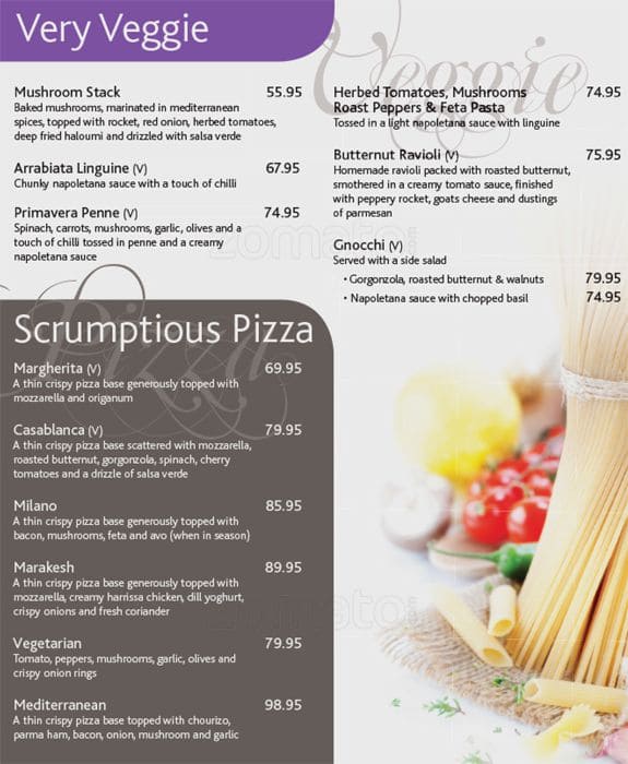 Menu at Olive & Oil restaurant, Durban, 15 Chartwell Drive