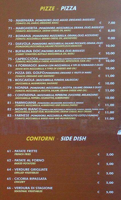 Menu di Hosteria dei Baullari 