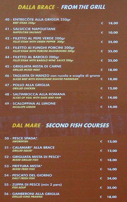 Menu di Hosteria dei Baullari 