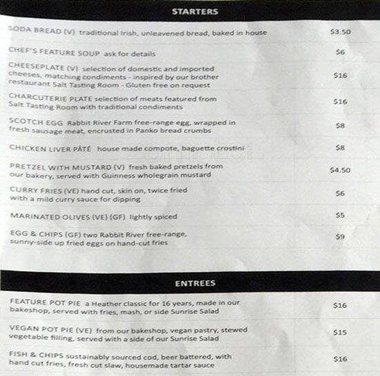 Shebeen Whiskey House Menu, Menu for Shebeen Whiskey House, Gastown, Vancouver Urbanspoon/Zomato