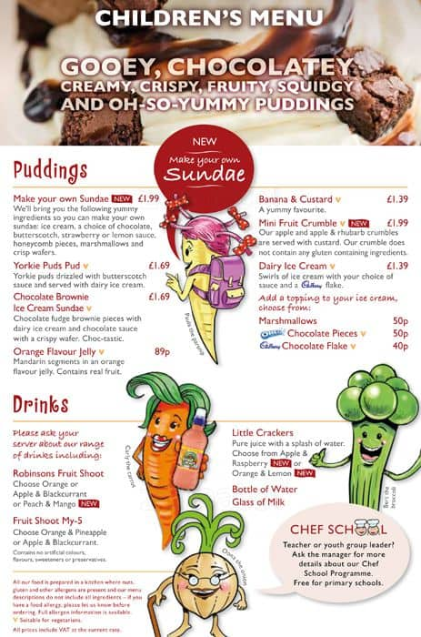 Menu at Toby Carvery pub & bar, Stockport, 271 Wellington ...