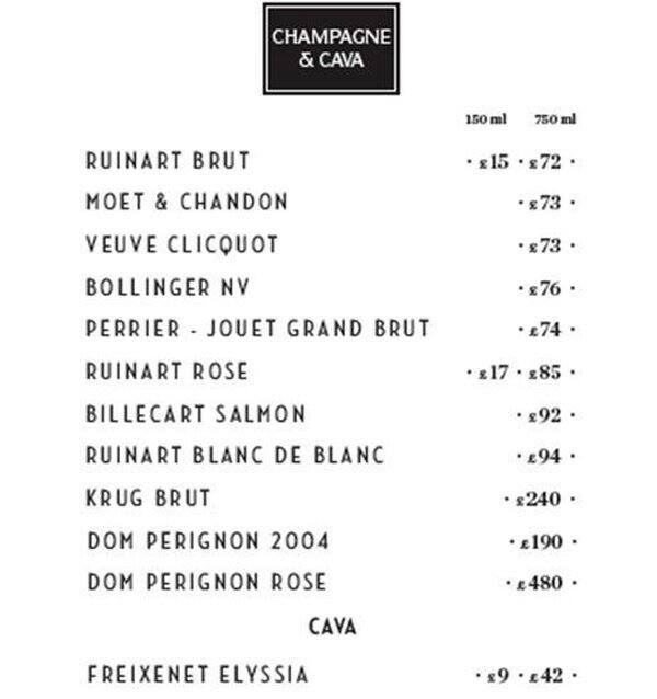 Menu at Dry Martini London pub & bar, London