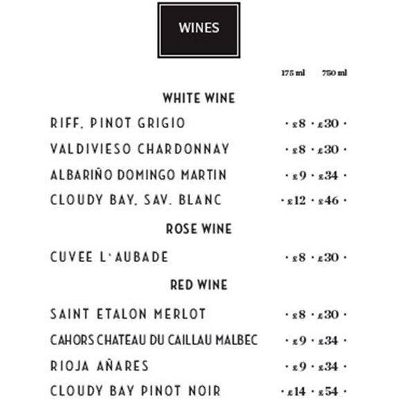 Menu at Dry Martini London pub & bar, London