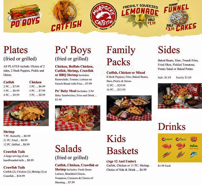 Murdock's Catfish Menu, Menu for Murdock's Catfish, Searcy, Searcy