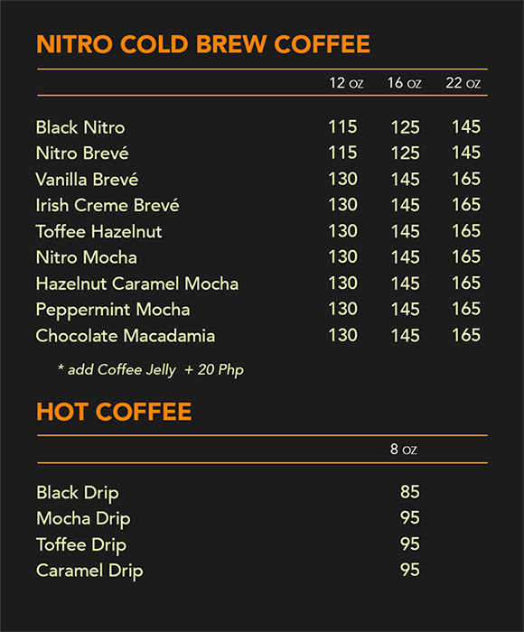 Menu at Nitro 7 Coffee & Tea Bar, Quezon City, Lower Ground Floor