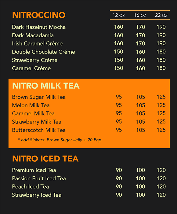 Menu at Nitro 7 Coffee & Tea Bar, Quezon City, Lower Ground Floor