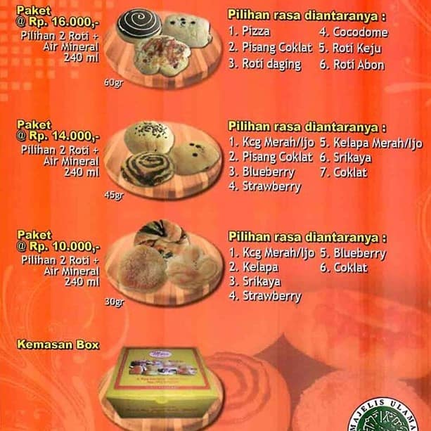 Menu at Mora Bakery, East Jakarta