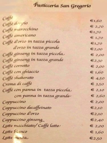 Menu di Pasticceria San Gregorio S.a.s. 