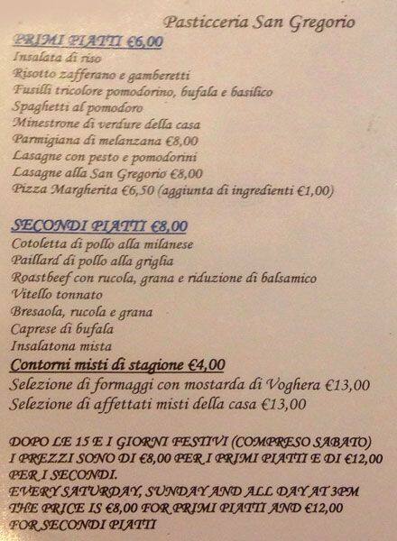 Menu di Pasticceria San Gregorio S.a.s. 