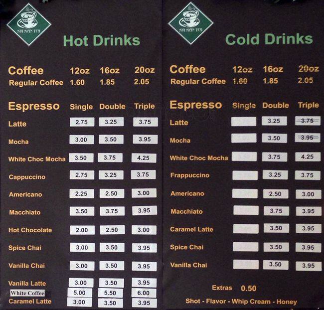 Xiu Xian Tea menu