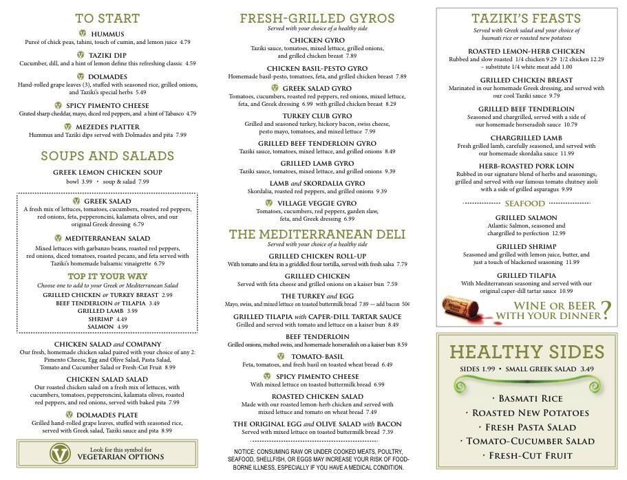 taziki's menu huntsville