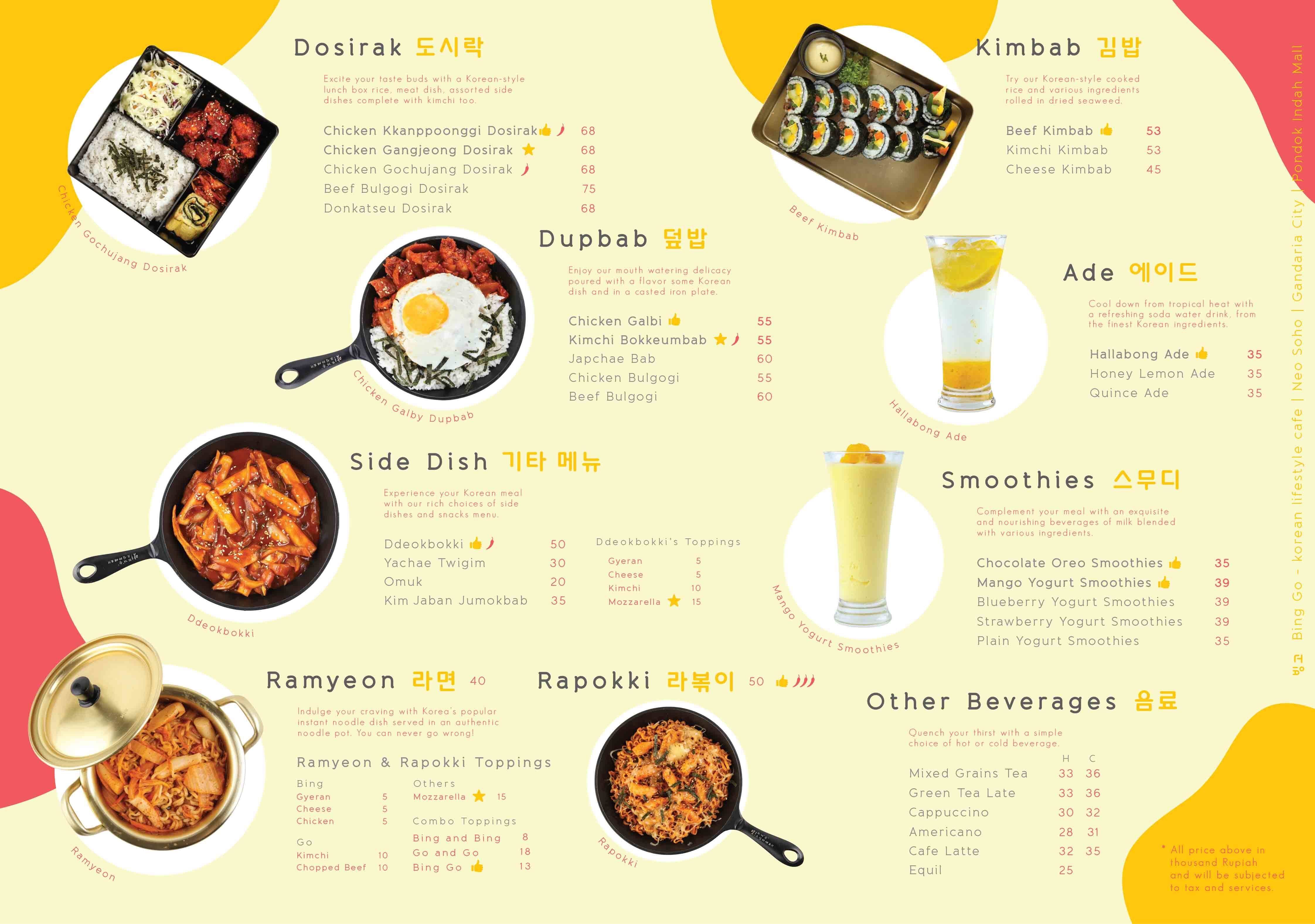 Bing Go Menu Menu For Bing Go Gandaria Jakarta Zomato Indonesia