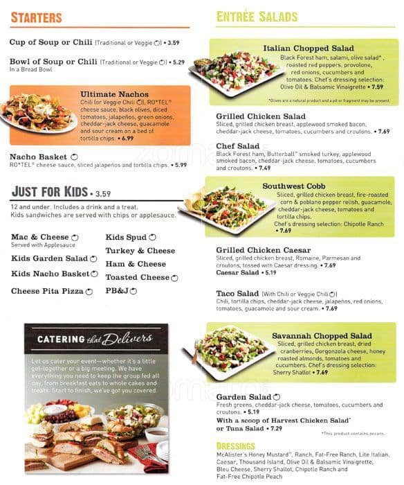 Mcalister's Printable Menu With Prices Printable Templates