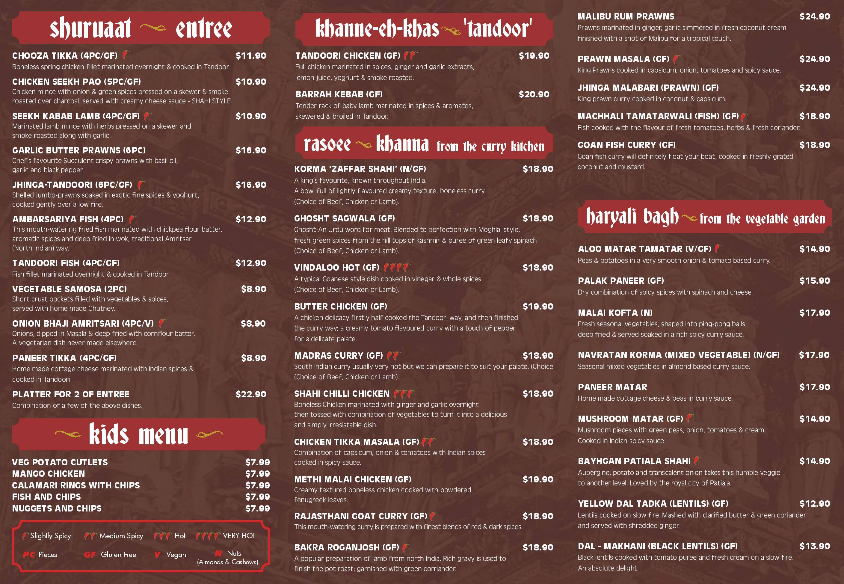 Menu at Manjits On Crown restaurant, Wollongong