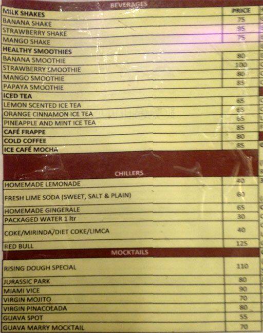 Rising Dough Menu, Menu for Rising Dough, Chukkuwala, Dehradun Zomato