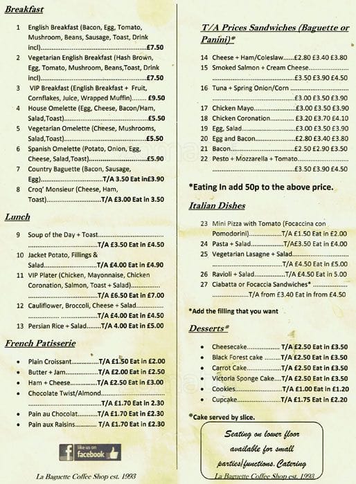 La Baguette Menu, Menu for La Baguette, Ealing, London Zomato UK