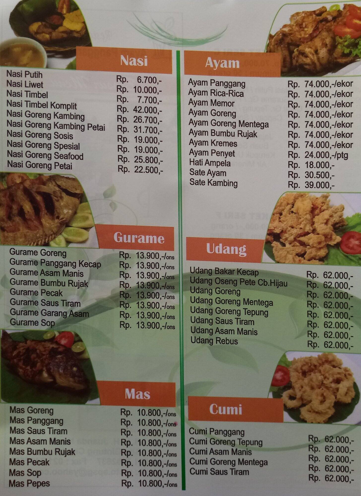 Restoran Taman Ayam Panggang Situ Gintung Menu Zomato