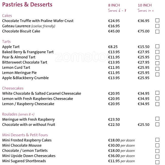 Menu at The Butler's Pantry cafe, Dublin, Unit 5 Castleknock Village Centre