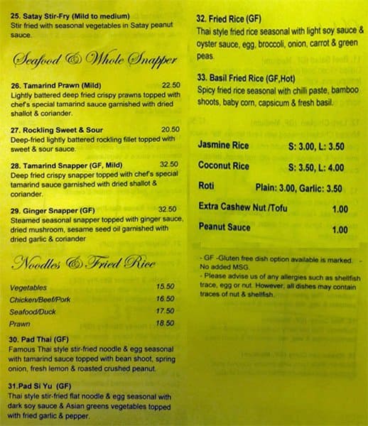 Menu at Little Buddha restaurant, Middle Park